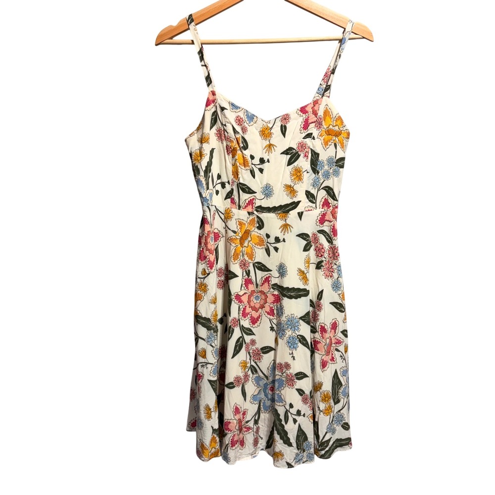 Old Navy Daisy Floral Mini Dress Smocked Fit Flare Cream S Boho Cottage Fairy